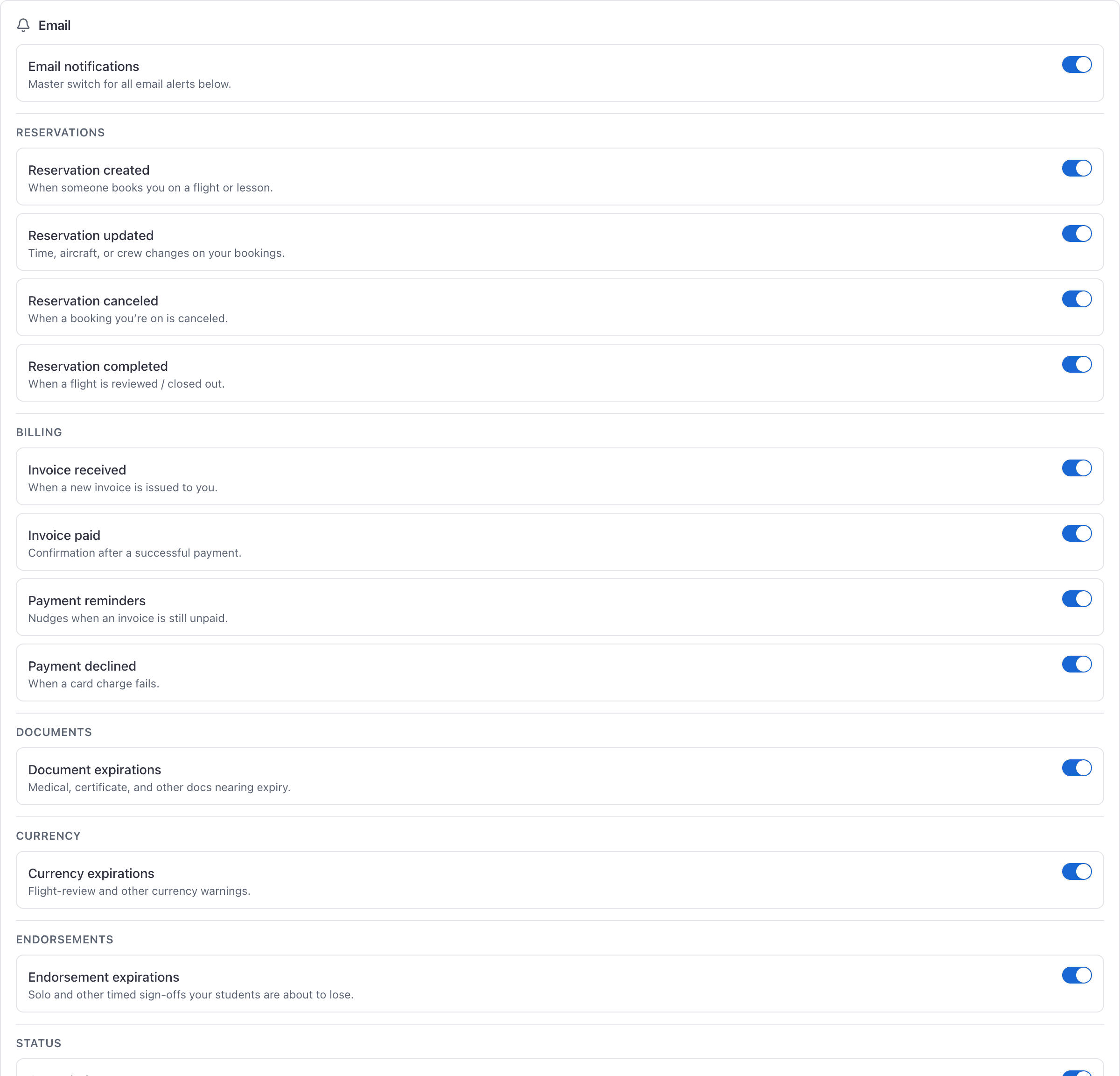 Email notifications