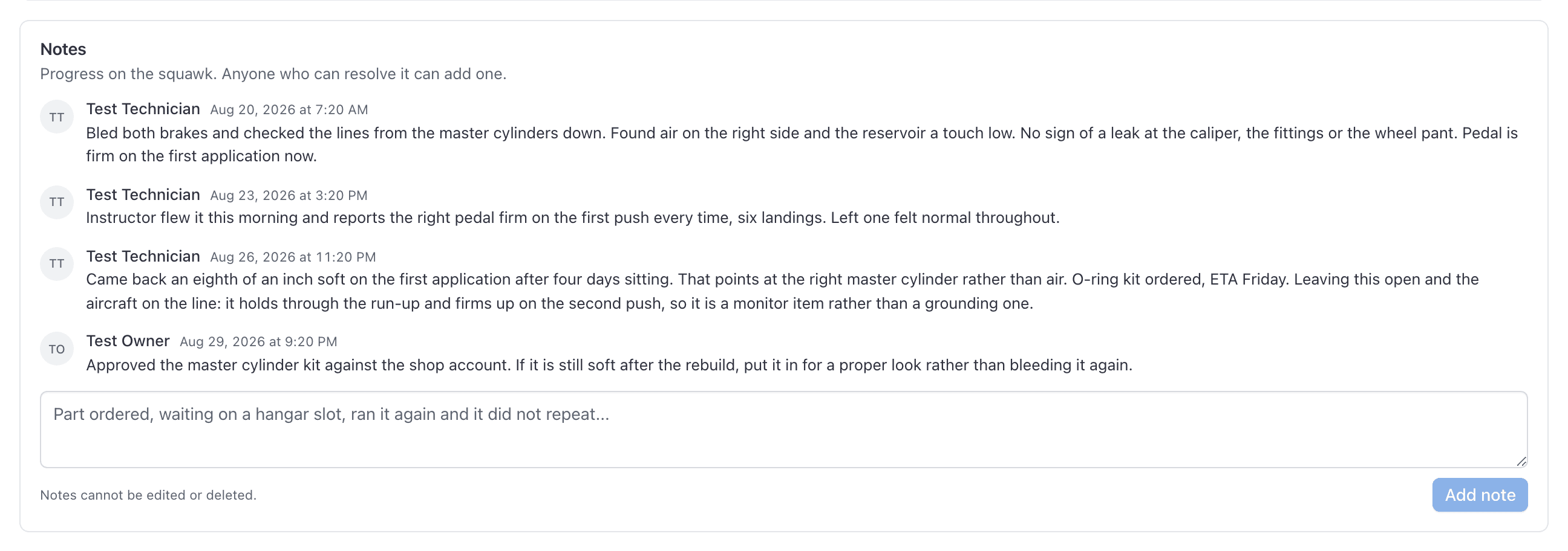 The notes thread on a squawk, with the composer under it