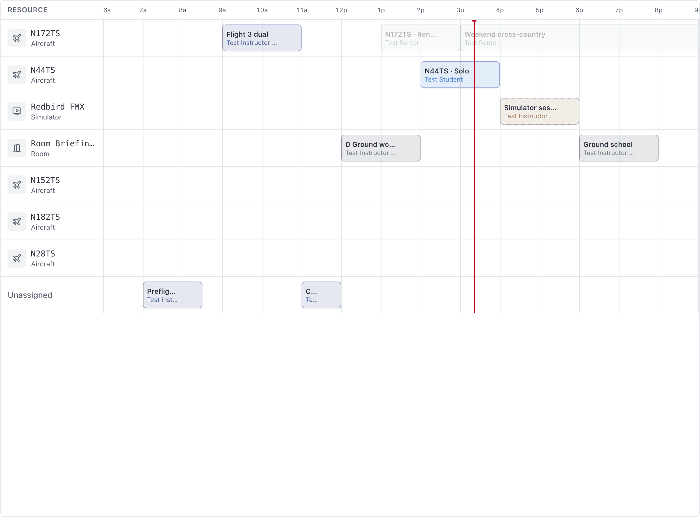 Calendar, filters applied