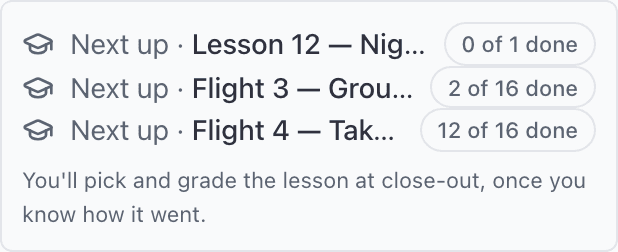 Booking form, Next up hint