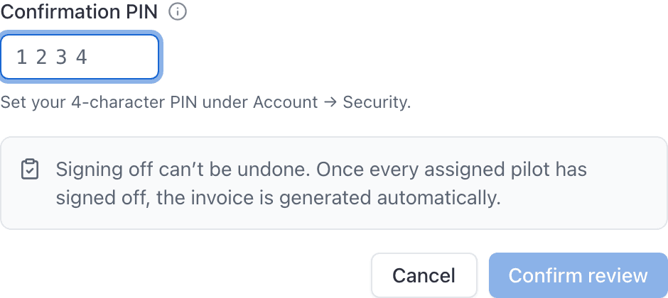 Confirm review modal