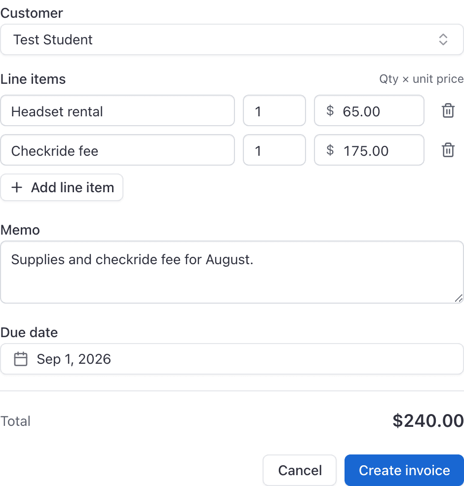 New invoice dialog