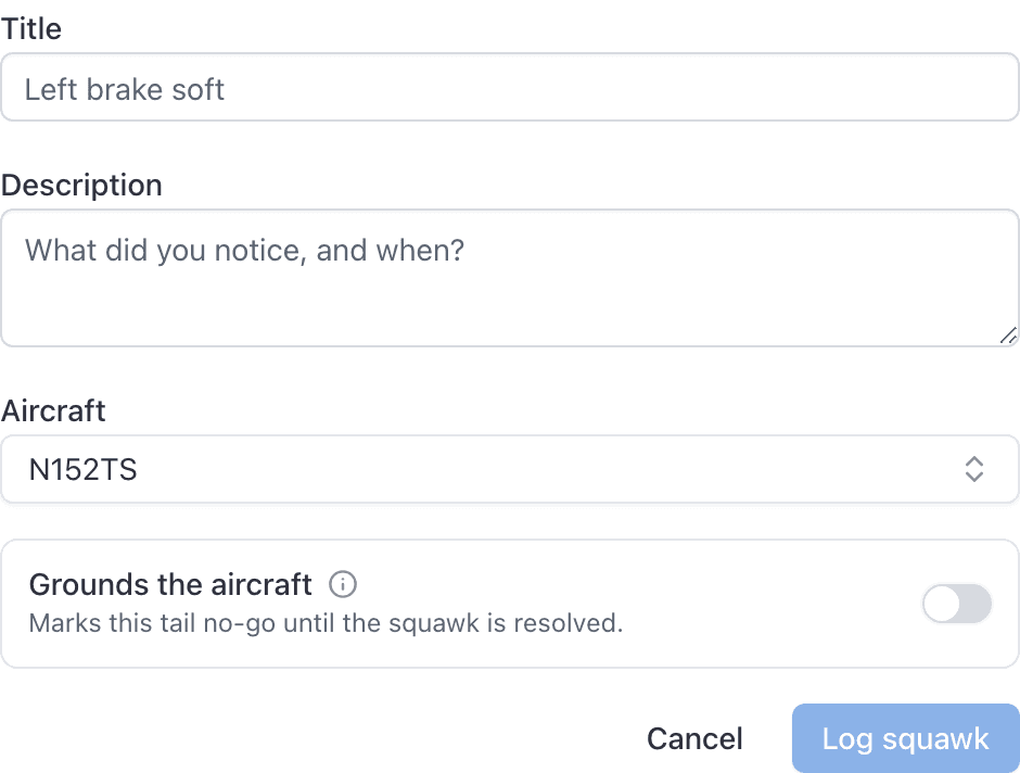 Log a squawk