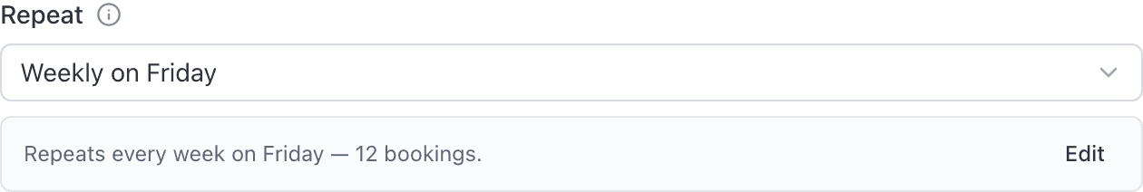 Booking form, Repeat control