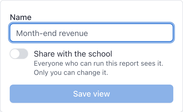Reports, Save as dialog
