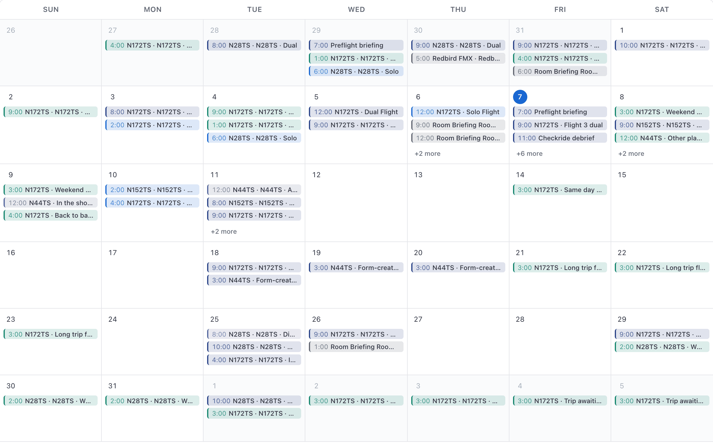 Calendar, month view