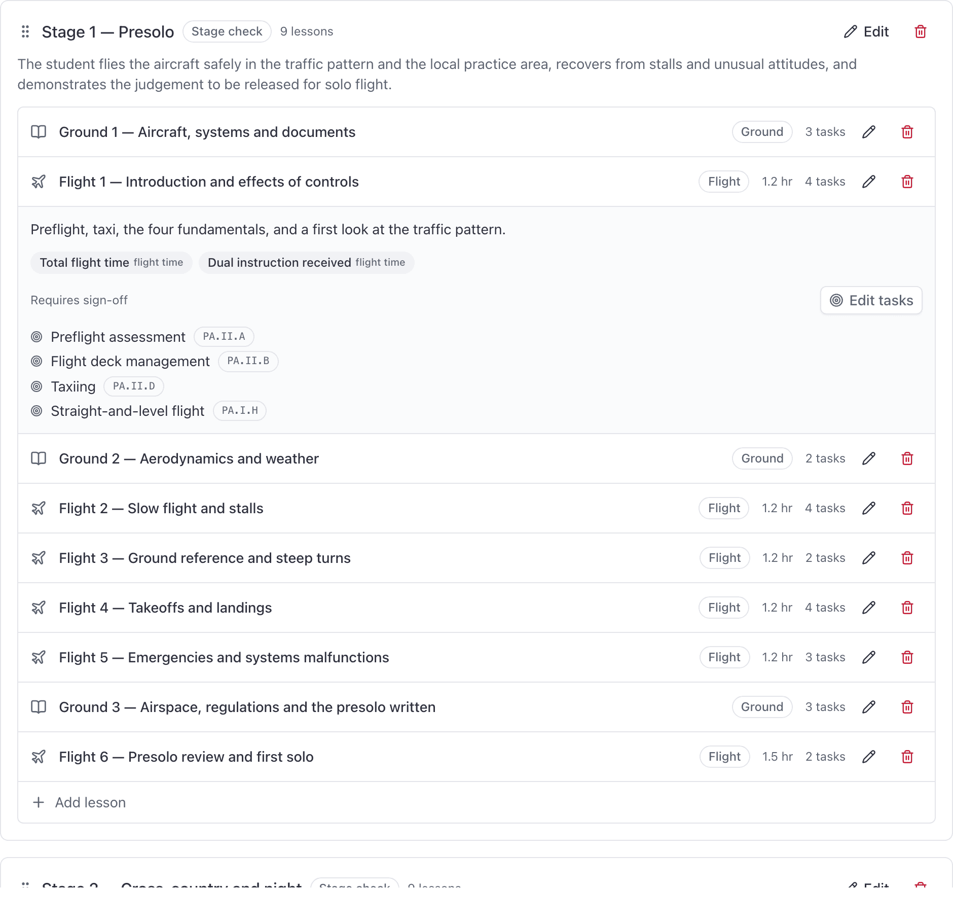 Course detail, Syllabus tab (draft)